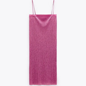 Zara Pleated Tunic Dress Slit Side Pink Size  Small